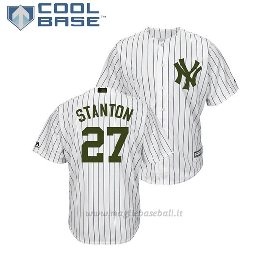 Maglia Baseball Uomo New York Yankees Giancarlo Stanton 2018 Dia de los Caidos Cool Base Bianco